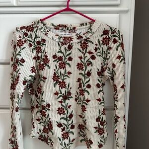 We The Free Pretty Little Thermal Floral Printed Long Sleeve Fitted Top